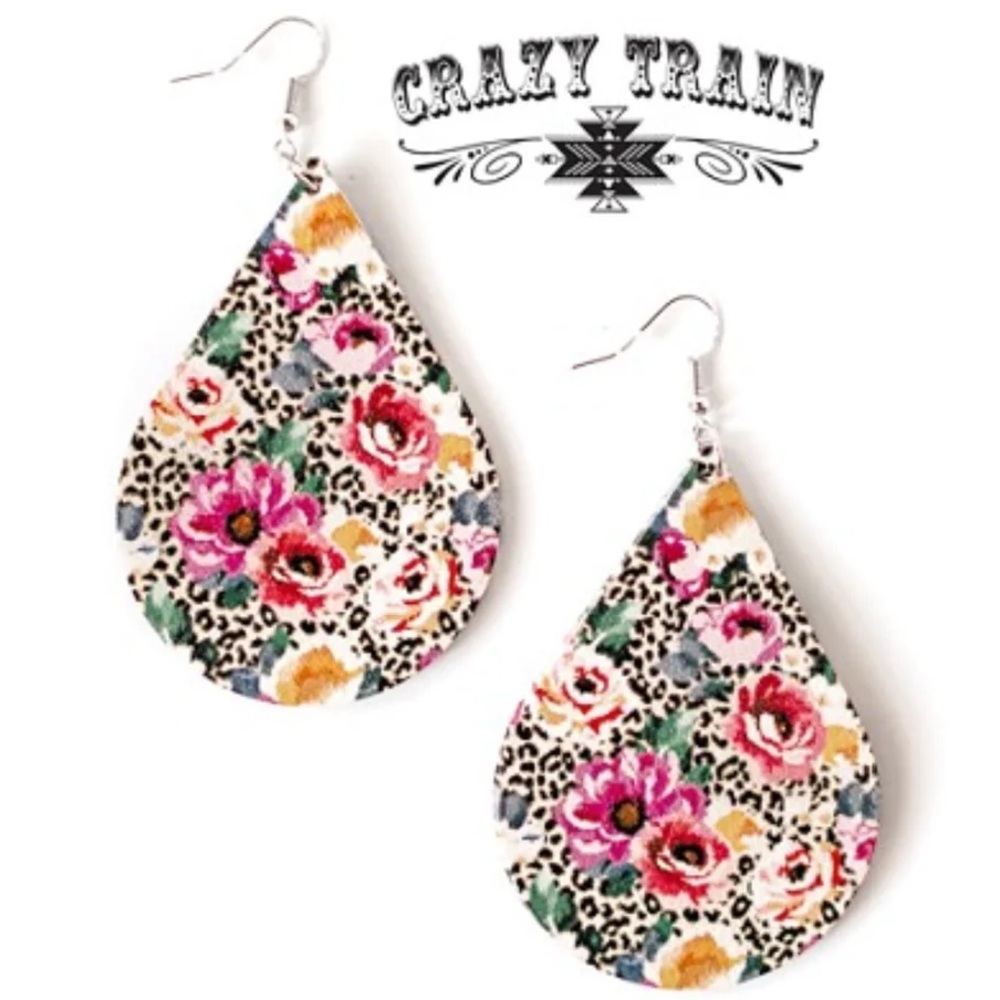 Crazy Train Mayberry Leopard Floral Earrings